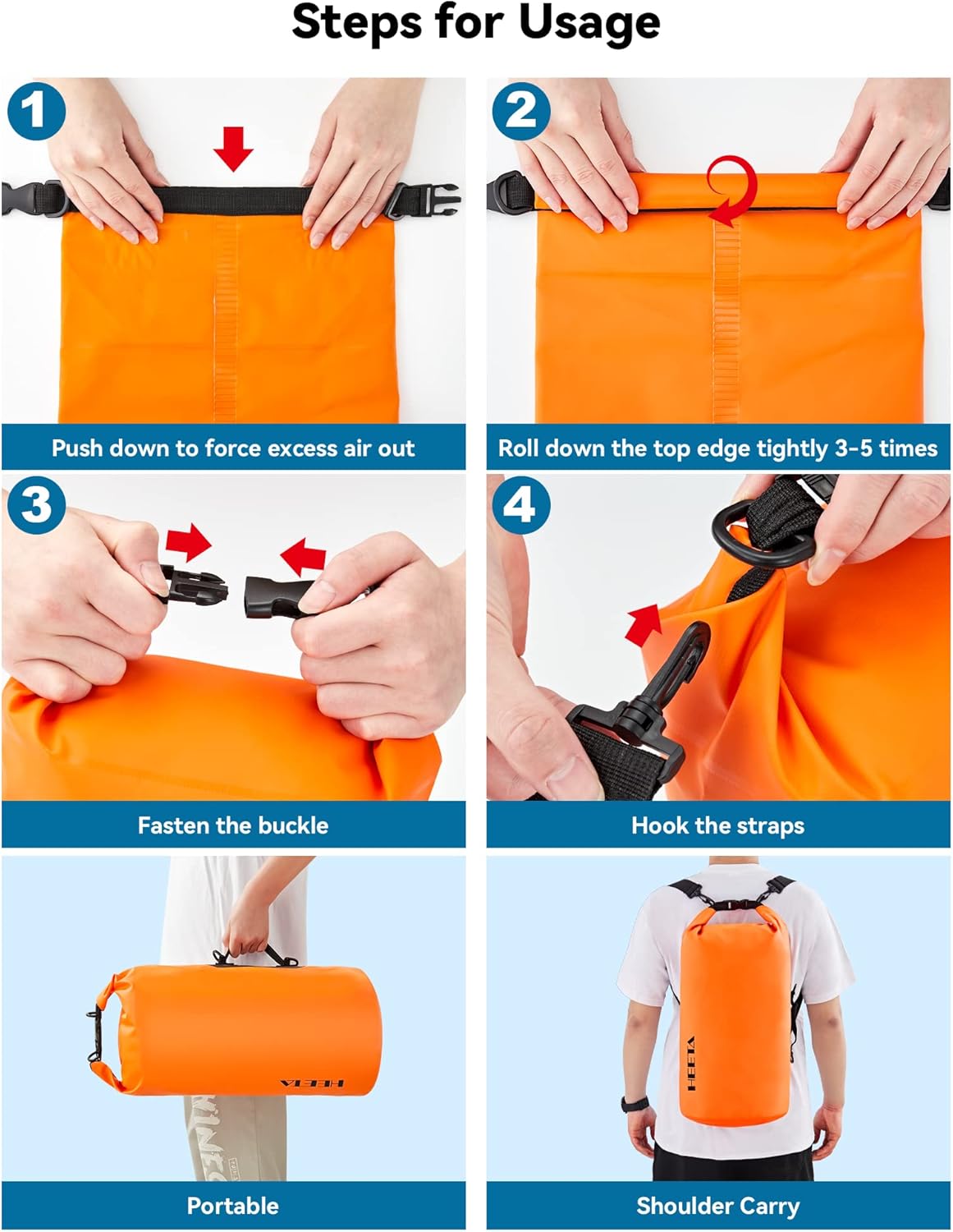 Waterproof Dry Bag | Lightweight Roll Top Backpack with Emergency Whistle - 5L/10L/20L/30L/40L for Travel, Kayaking, Camping