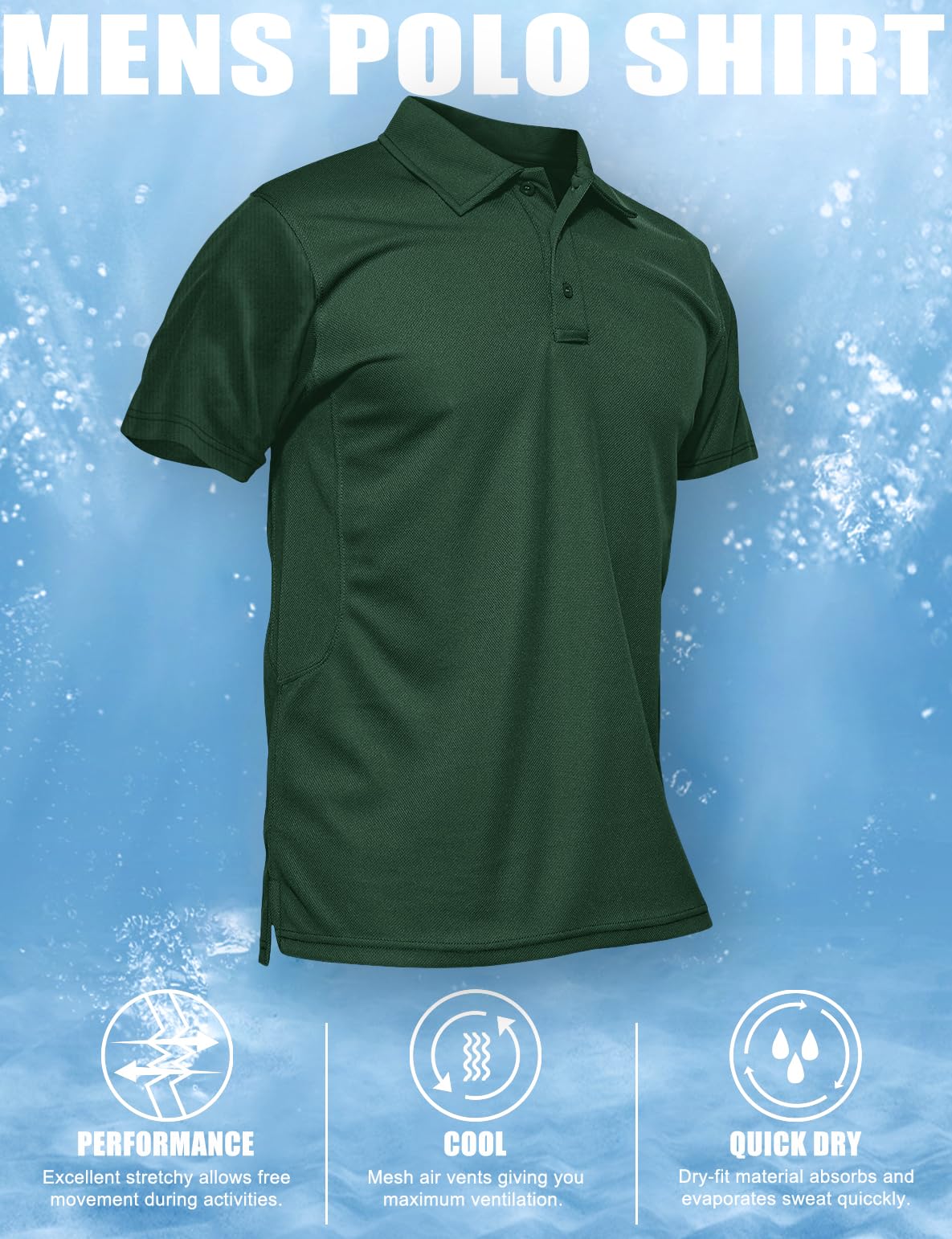 MAGCOMSEN Short Sleeve Polo Shirts for Men Golf Polo Shirts Casual Shirts Quick Dry Performance Shirts Dark Green XXL