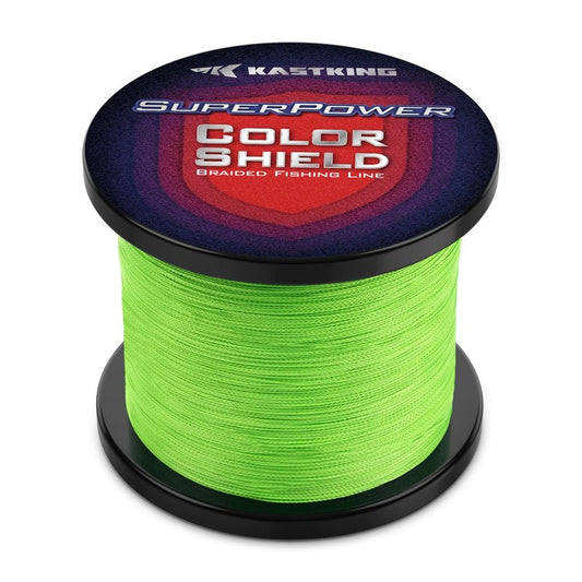 KastKing Superpower ColorShield Braided Fishing Line, Neon Green, 15LB, 300Yards, X4