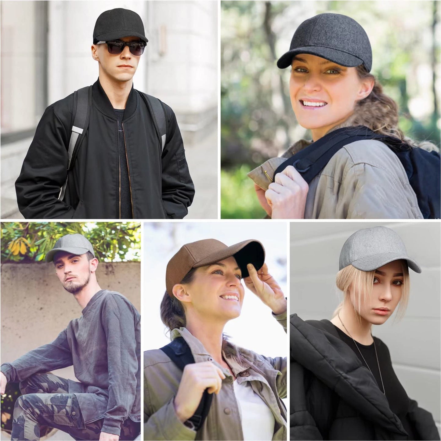 GADIEMKENSD Winter Baseball Caps Unstructured Wool Dad Hat Warm Trucker Hats Work Cap Workout Thick for Mens Womens 7 1/8-7 1/2 Dark Gray
