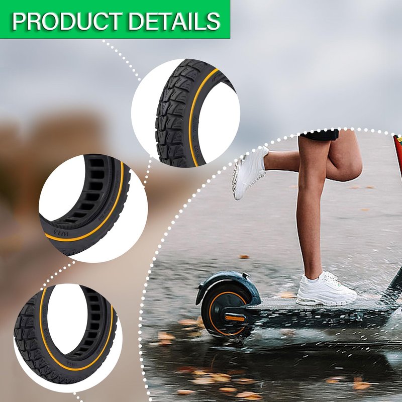 Felixstory 10 Inch Solid Tire: 10x2.125 Tubeless Tires for Turboant X7 Gotrax Apex Hiboy S2 Pro Max Hover-1 Journey Electric Scooter Replacement Wheels, 10x2/54-152 Front Rear Tyre Red 2pcs