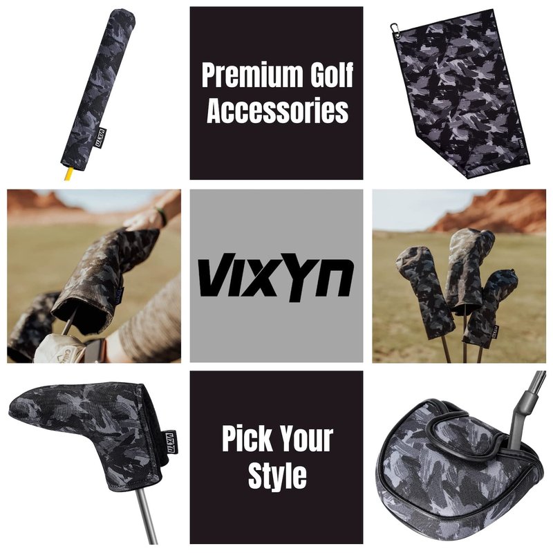 VIXYN Blade Putter Cover - Premium Golf Putter Headcovers - Magnetic Fleeced Lined Head Covers (Black Brush)