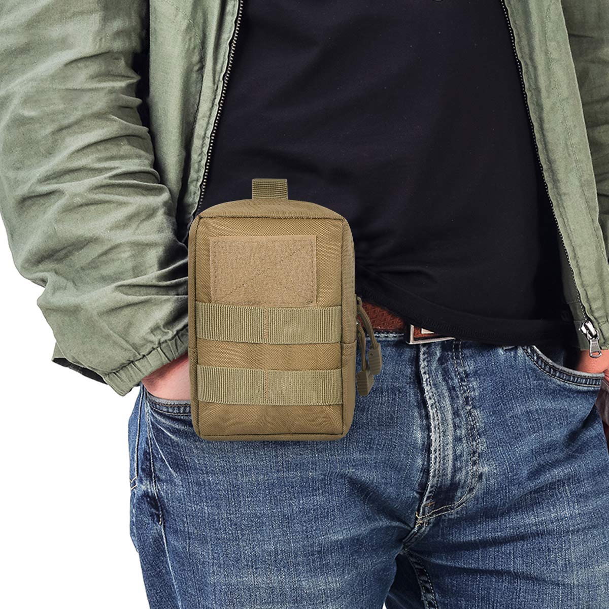 Gogoku 4-Pack Molle Pouch Tactical Molle Pouches Compact Utility EDC Waist Bag Pack Khaki