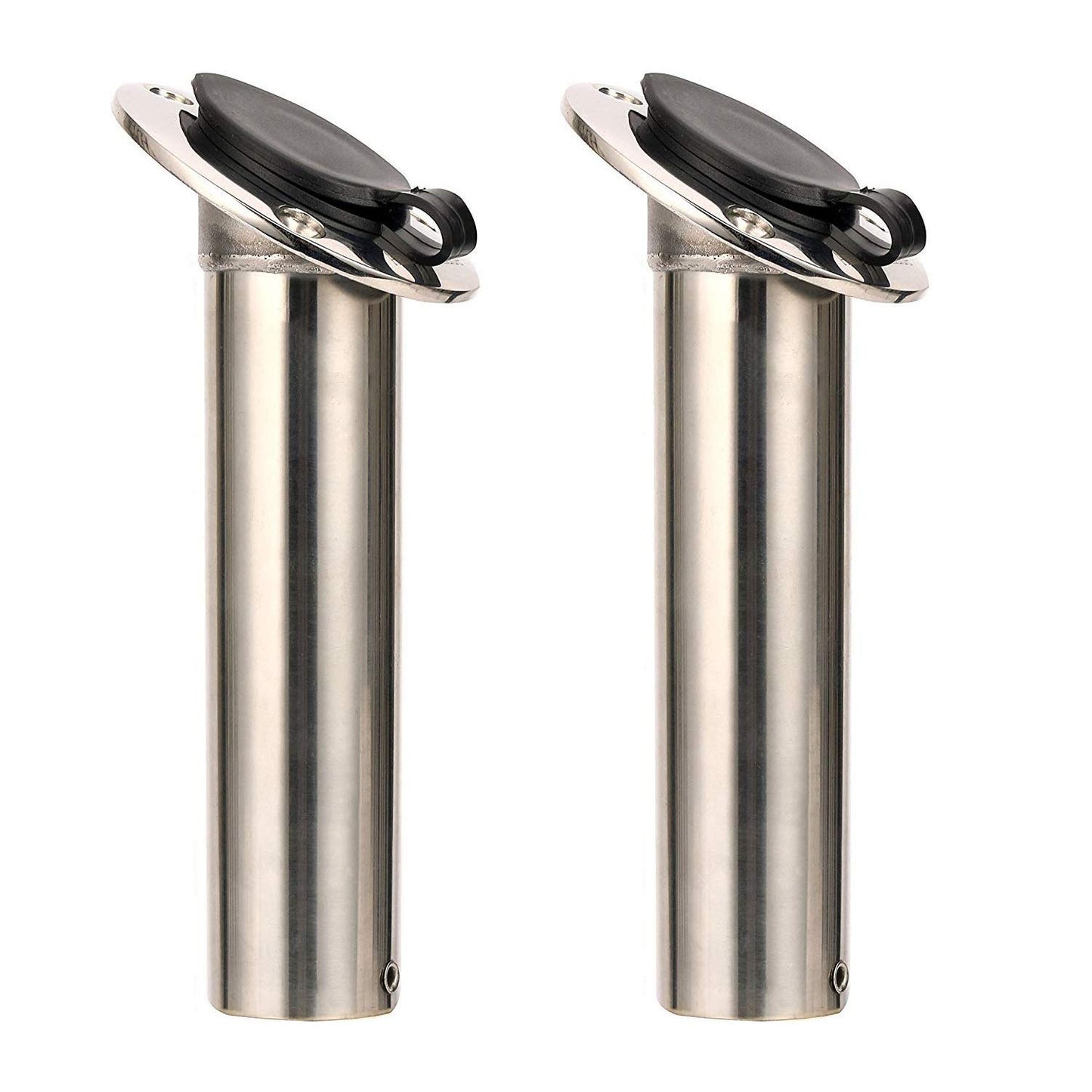 Amarine-made 30 Degree Stainless Steel Heavy Duty Flush Mount Sunshine Resistant Rod Holder Black PVC Cap Liner (2pcs)