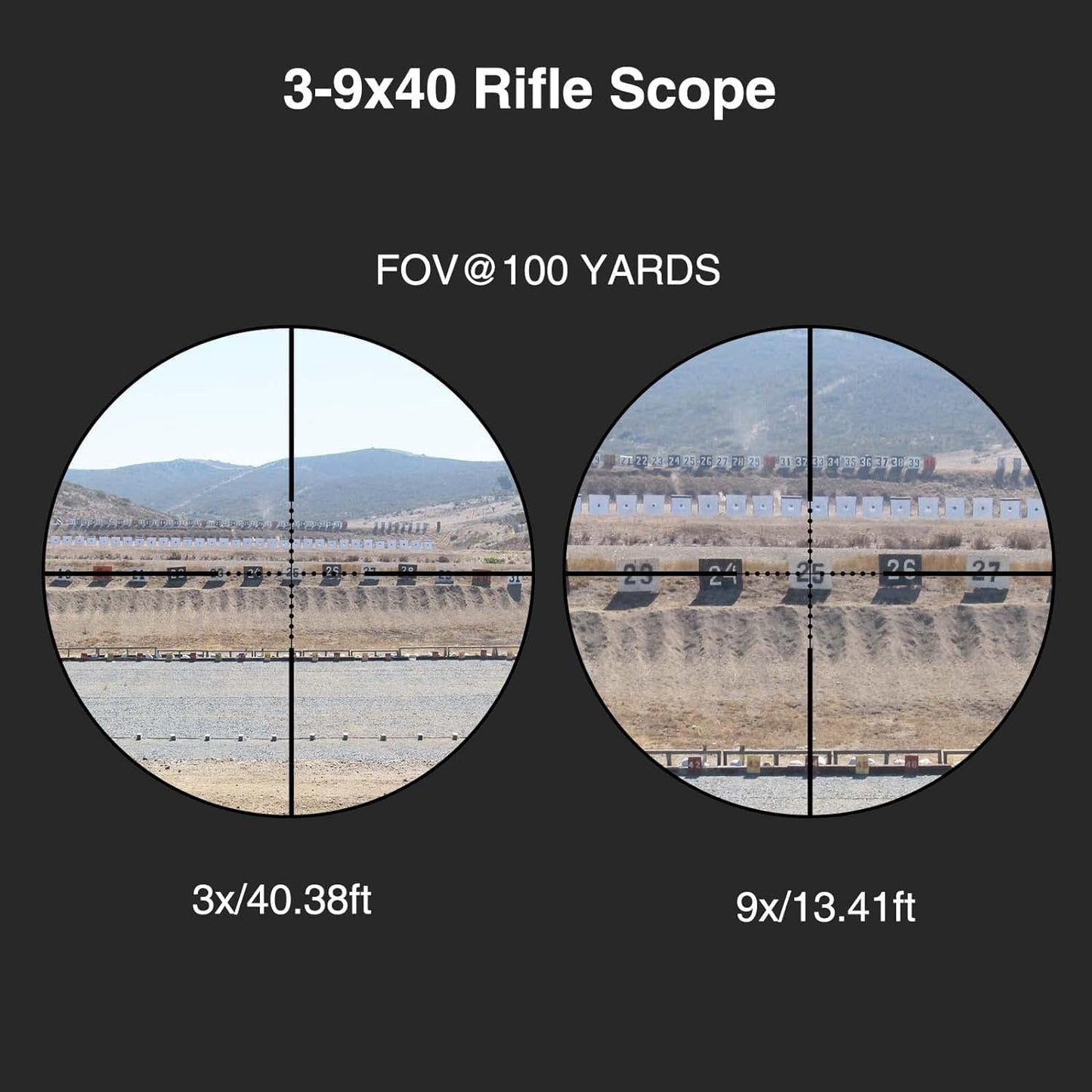 CVLIFE 3-9x40 Rifle Scope - Red & Green Illuminated Optical Riflescope for Hunting | Mil-Dot Reticle, 20mm Picatinny