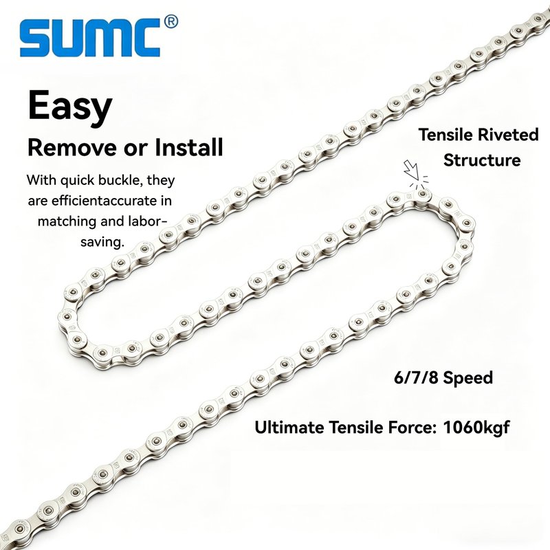 Heavy Duty Ebike Chain 6/7/8 Speed 136 Links, High Tensile Anti-Break Anti-Rust Electric Bicycle Mid Drive Motor Chains, Corrosion Resistant Replacement Drive Chain for E-Bike Mountain Chian Bike