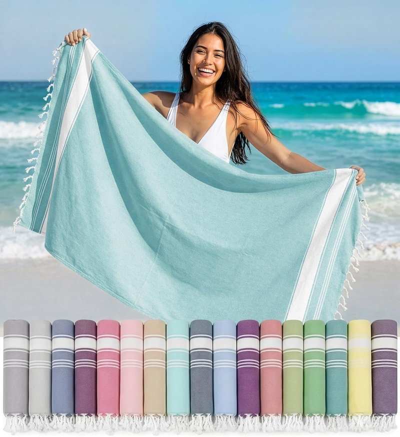 Extra Large Beach Towel - Oversized Quick Dry, Absorbent & Sand Free | 39"x71" - Aqua