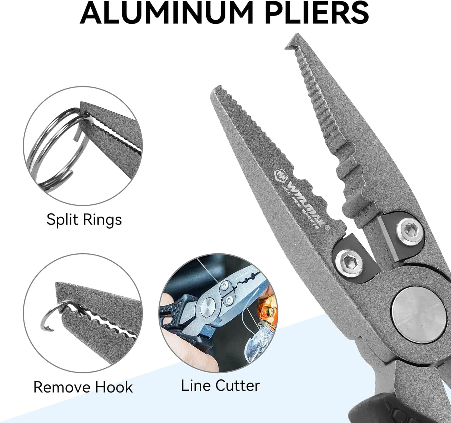 Fishing Pliers - Saltwater & Freshwater Hook Remover with Line Cutter - Titanium Coated SUS420 Jaws | 6 Inch Black