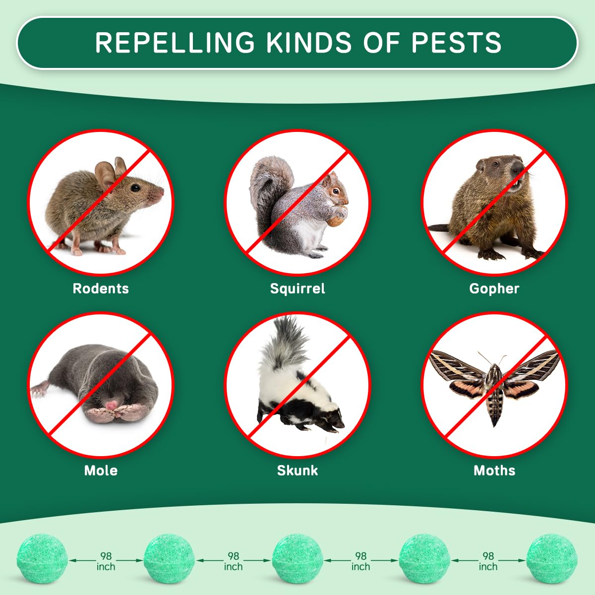 Rodent Mouse Repellent 12 pcs, Peppermint Oil Moth Balls for Mice Rats Deterrent, Natural Pest Control Mothballs for Rodents, Squirrels, Skunk, Mole, Gopher, Pets Safe, Indoor and Outdoor Use