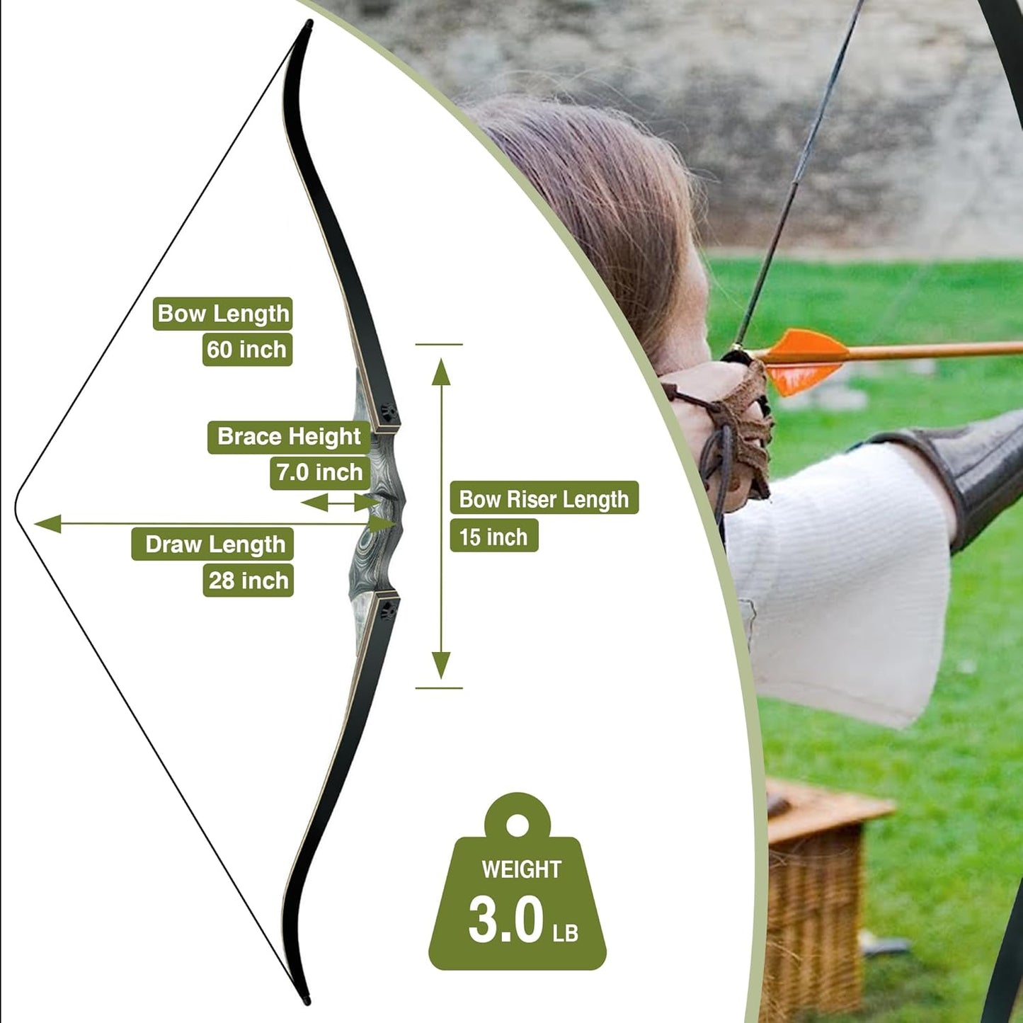 Black Hunter Takedown Recurve Bow - 35lbs Right Hand | Replacement Limbs 25lbs