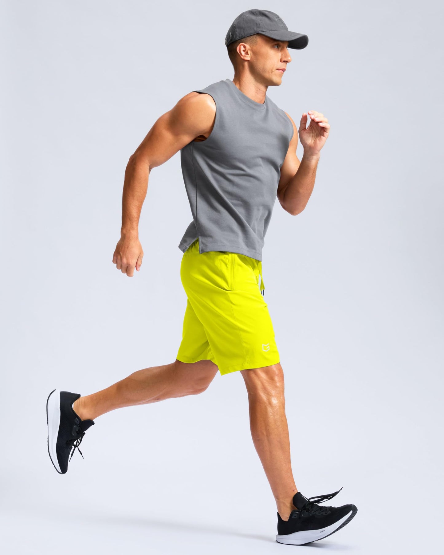 G Gradual Men's Athletic Running Shorts with Zipper Pockets Quick Dry 7"/ 5"/ 9" Workout Gym Shorts for Basketball Hiking(Fluorescent Yellow,9XL)