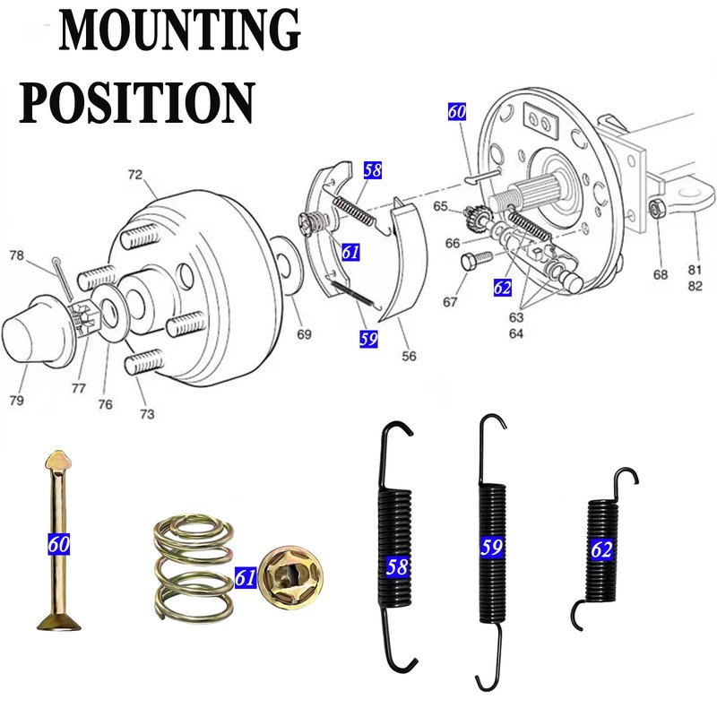 Golf Cart EZGO Brake Shoes Pads & Spring Kit Assembly Fit EZGo Medalist/TXT 1997 Up, Workhorse /ST350 1996 Up, Gas RXV 2008+ and Yamaha 1993-2006 G14 G16 G19-G22 Replaces #27943G01 70794G01 70795G01