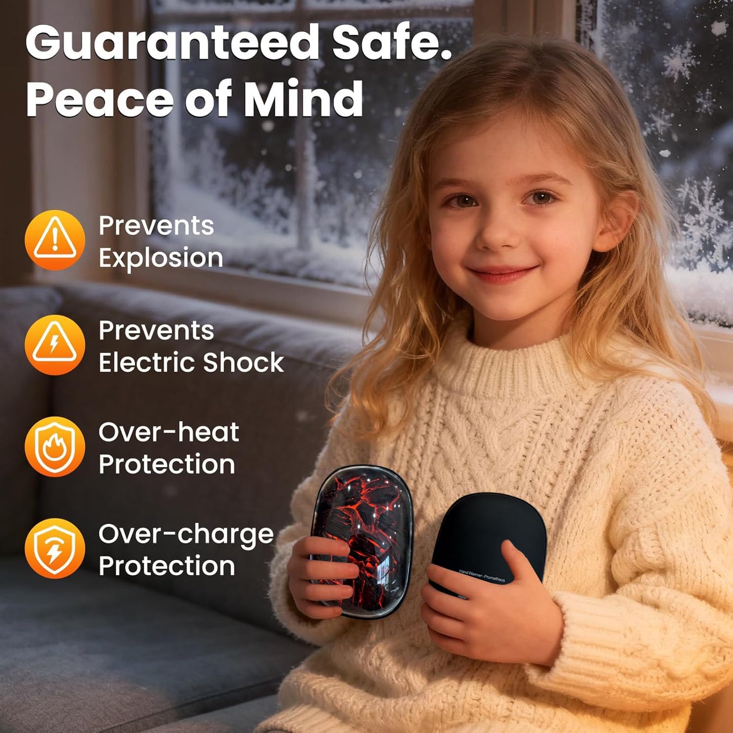 Hand Warmers Rechargeable Electric Handwarmers Smart Heating UL Certified Portable Heater 3-Settings 104°F to 131°F Hunting Essentials Camping Real 9Hrs Heating, Gifts for Christmas Men