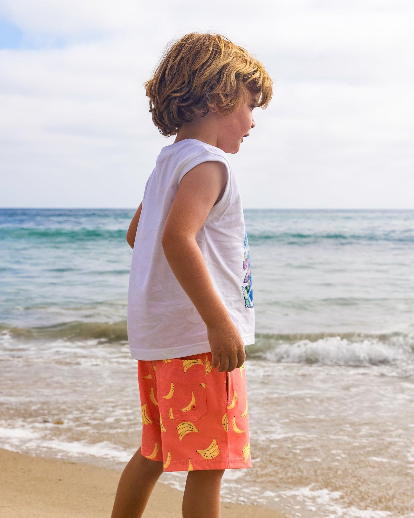 maamgic Boys Swim Trunks with Compression Liner Toddler Stretch Swim Shorts Quick Dry Swimming Trunks Boxer Brief 2 in 1 Beach Shorts Orange Banana 5/6
