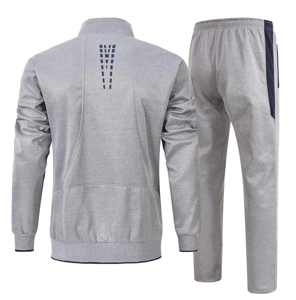 Rdruko Men's Tracksuit Sweatsuits 2 Piece Set Athletic Jogging Gym Activewear Sets(Grey,US L)