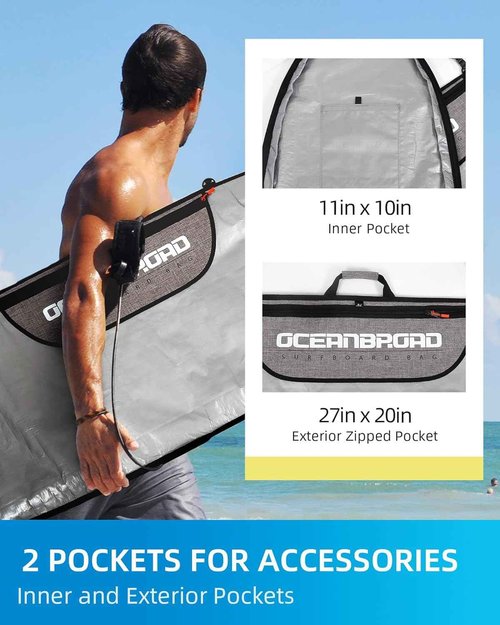 OCEANBROAD Surfboard Longboard Bag 5'0, 5'6, 6'0, 6'6, 7'0, 7'6, 8'0, 8'6, 9'0, 9'6, 10'0