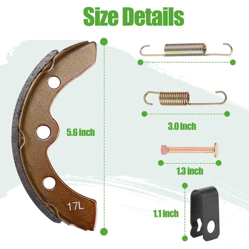 10L0L Golf Cart Brake Shoes & Brake Spring Kit for Club Car DS 1995-up, Precedent 2004-up, EZGO 1986.5-1995, Yamaha G1 1982-up, G2 G8 G9 - Replace OEM 1018232-01 23364G1 27249G01
