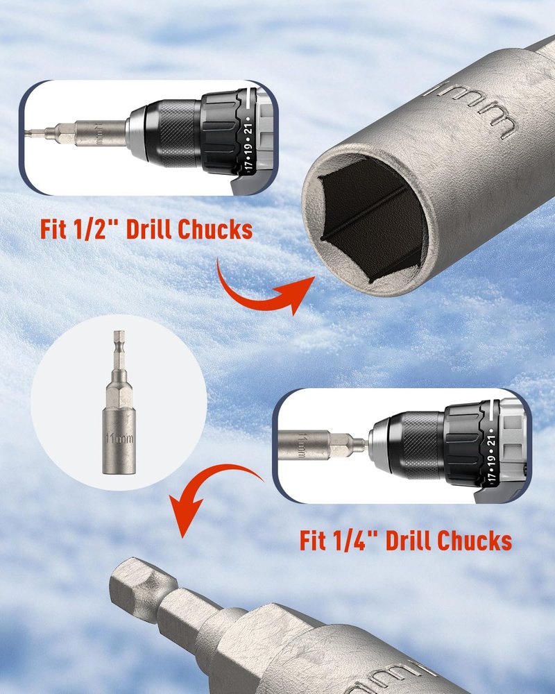 Pawfly 10 Pcs Ice Anchor Tool Kit with Ice Screw Anchors, Tent Guylines, Ice Anchor Drill Adapter & Ice Anchor Drill Attachment, Outdoor Tent Fixing Kit for Winter Camping & Ice Fishing Shelter