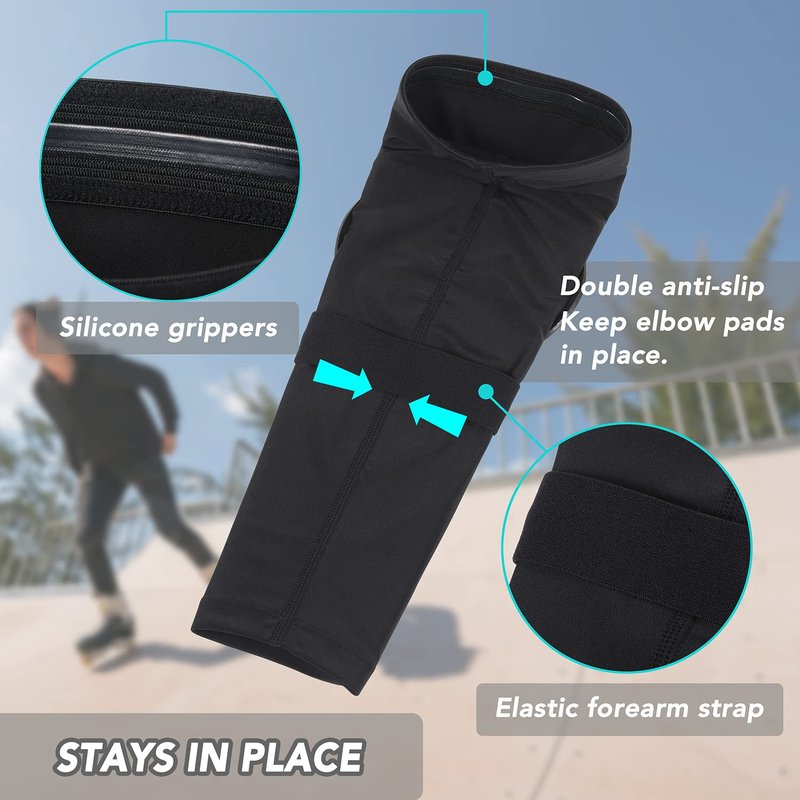 surlim Elbow Pads,Mountain Bike Elbow Guards,MTB Elbow Pads,BMX,Skate & Skateboarding Elbow Armor,1 Pair(Black, Large)