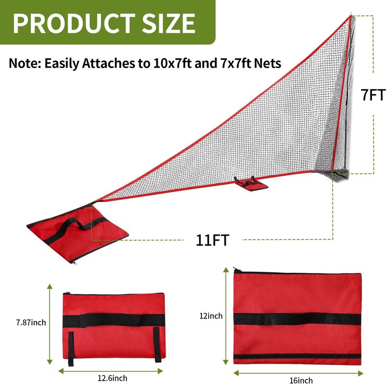 Shank Net Golf Accessory, Shank Net Attachment for Hitting Nets, 7x7ft/ 7x10ft Golf Barrier Side Nets for Indoor and Outdoor (with Two Sandbags)