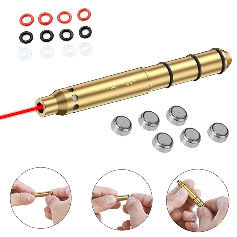 GOTICAL .38Spl Caliber Laser Boresighter Collimator, .38 Special, 9mm, .380 ACP, .357 Magnum, and .357 SIG, End Barrel Red Dot, Sight for Rifle Pistols