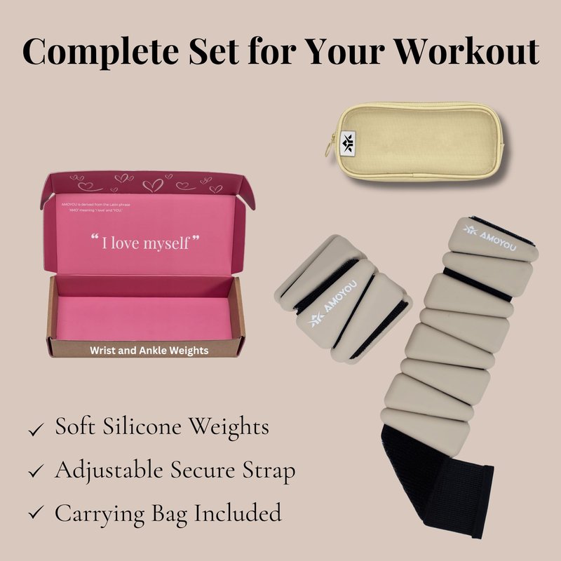 AMOYOU Wrist & Ankle Weights for Women – 2 lb Ankle Weights (Set of 2, 1 lb Each) | Arm Weights for Women | Leg Weights for Walking, Yoga, Cardio & Strength Training