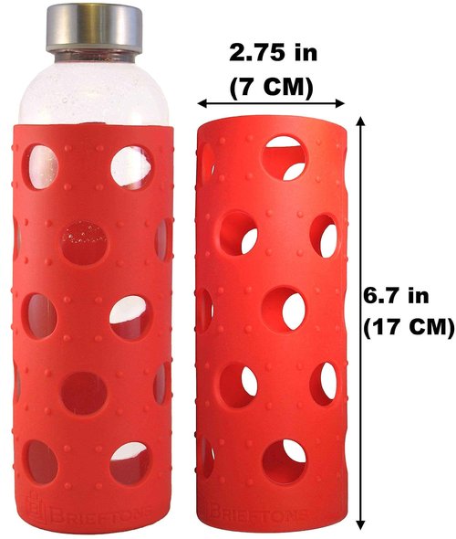 Brieftons Pack of 6 Glass Water Bottles & 6 Silicone Sleeves