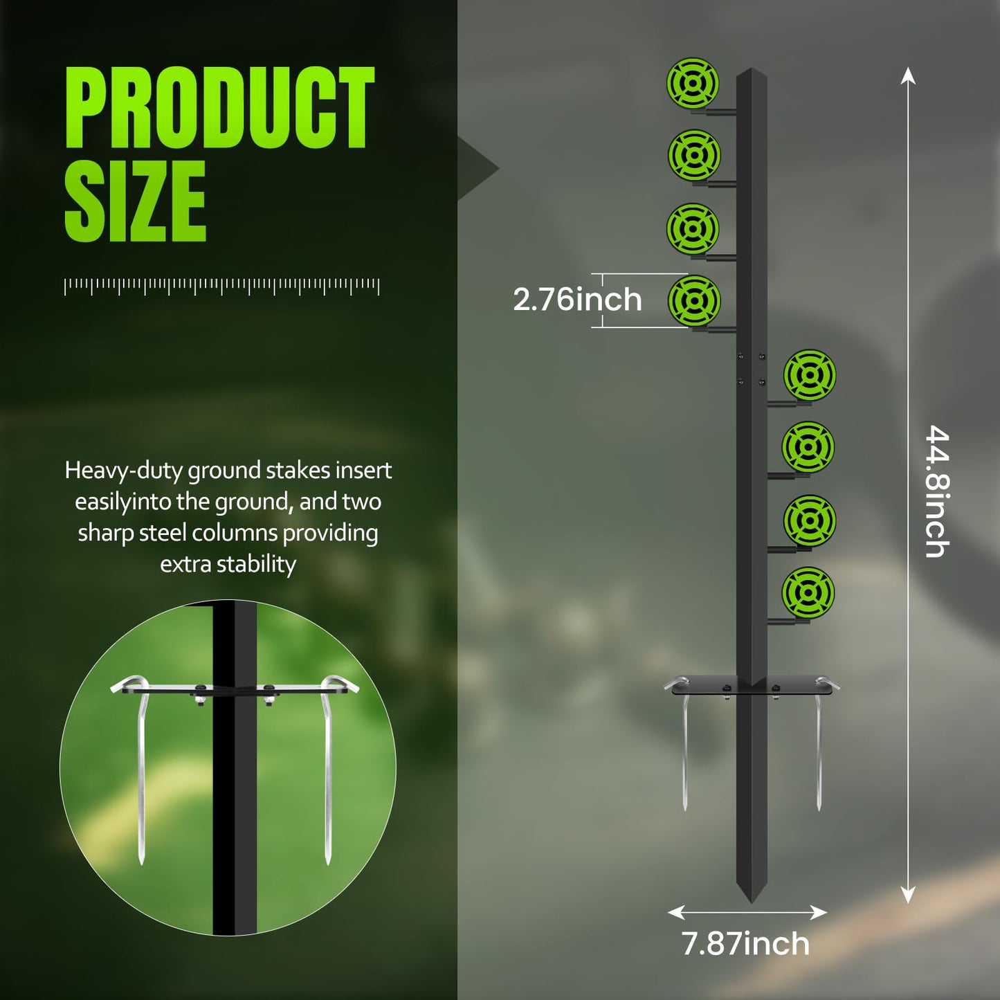 Ideagle Metal Swing Dueling Tree Target Stand with 8 Steel Plates, Heavy Duty 3mm Alloy Suitable for Airgun Shooting Practice