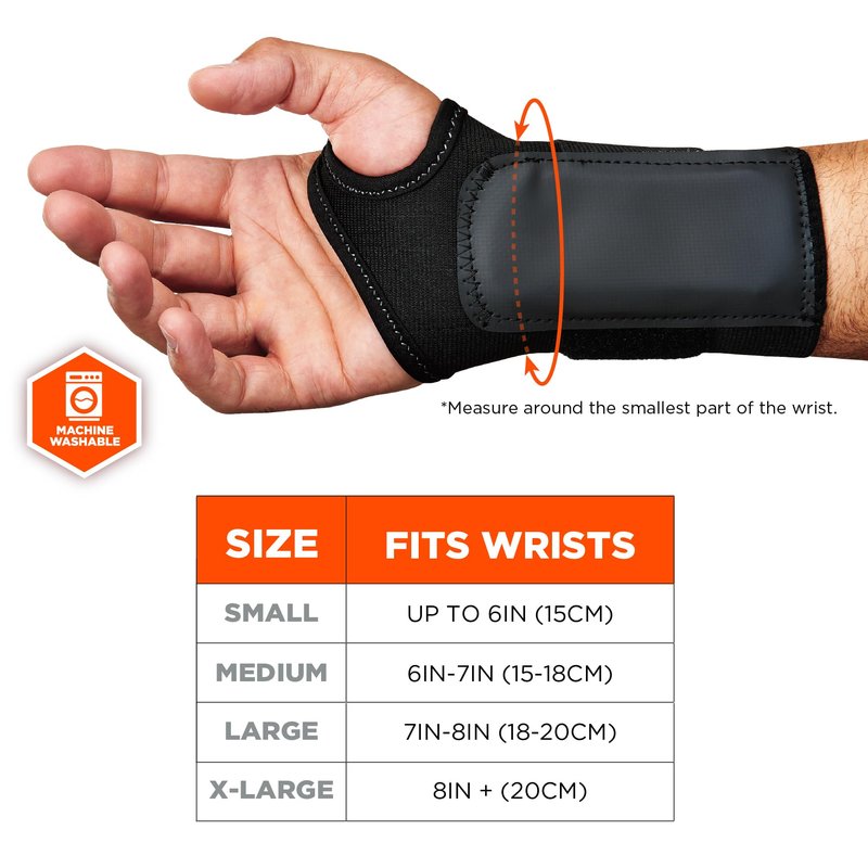 Ergodyne - 70004 ProFlex 4000 Single Strap Wrist Support, Black - Medium, Right Hand