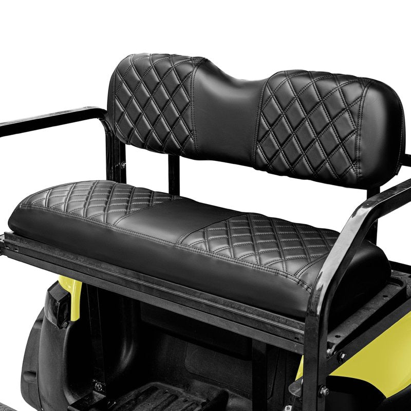 PZWLI Golf Cart Diamond Seat Covers with Pocket for Yamaha Drive/Drive 2 Original Regular Seat Cushion,Golf Cart Vinyl Replacement Front Seat Cover,No Stapler,Black