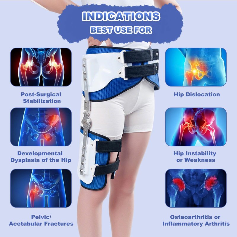 JorWystia Hip Abduction Brace, Post Op Joint Protection Stabilizer, Universal Size, Medical Support for Hip Replacements, Sciatica Pain Relief