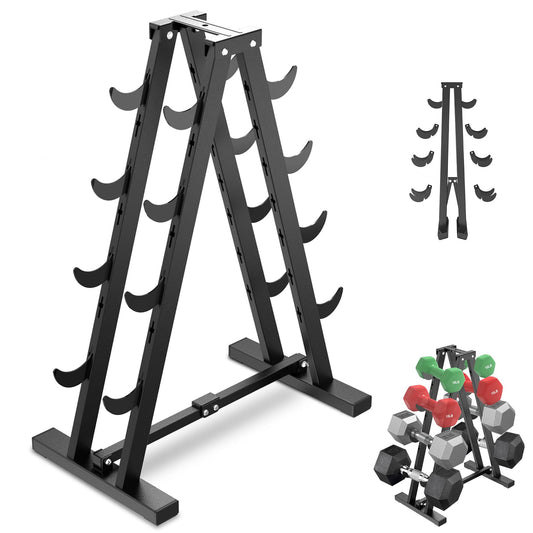 Dumbbell Rack for Home Gym, 4 Tier A-Frame Weight Rack, Metal Steel Dumbbells Stand/Holder, Assembled, Space Saver, Fitness Equipment Storage, 400 LBS Weight Capacity (Black-5)