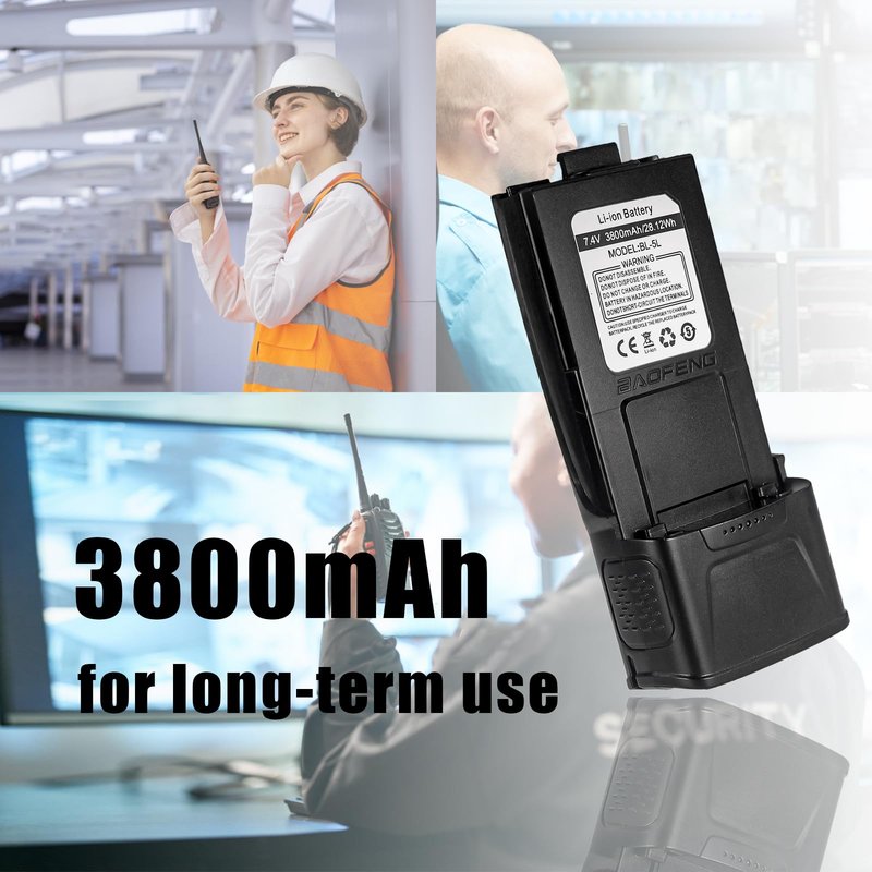 BAOFENG GT-3TP Battery 7.4V 3800mAh Extended Li-ion Battery for Radio GT-3 Walkie Talkie Replacement