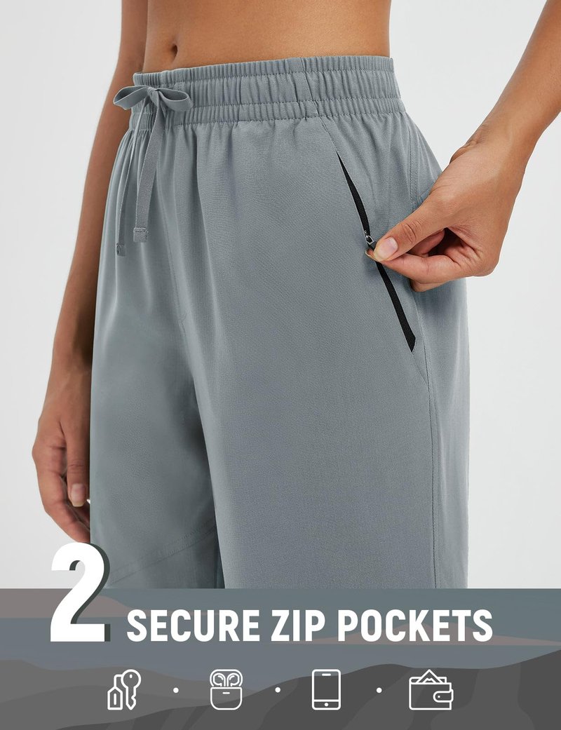 baleaf Women's Hiking Pants Ripstop Waterproof Lightweight Quick Dry Zip Pockets Sun Protection UPF50+ Travel Camping Dark Gray L