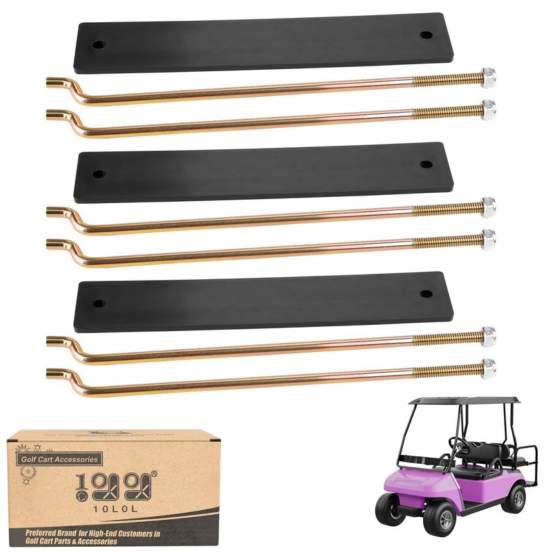 10L0L Battery Hold Down Plate Kit for Club Car DS and Carryall Electric 1998-2005 Golf Cart, Includes Rods & Nuts, OEM# 1013683 101090801