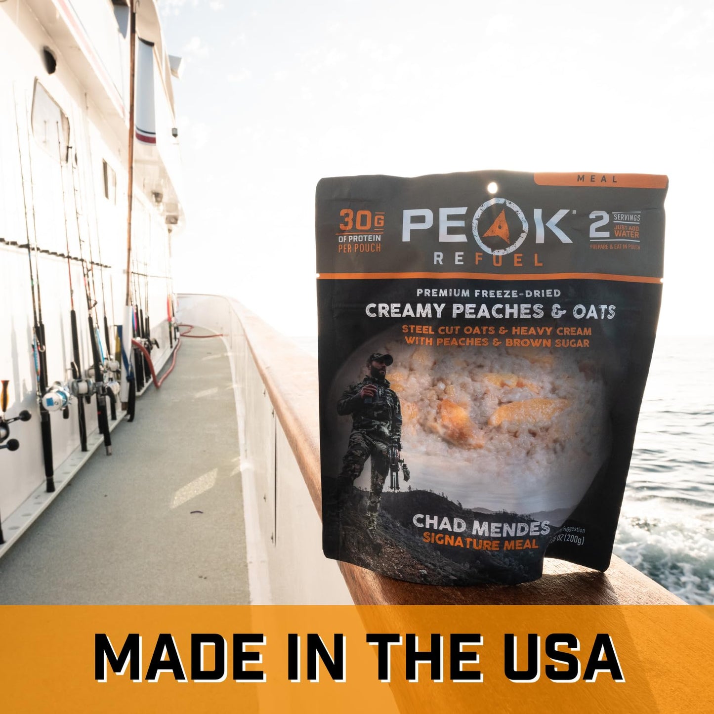 Peak Refuel Creamy Peaches and Oats | Chad Mendes Signature Meal | Premium Freeze-Dried Variety Meals | Hunting, Survival, Camping, Backpacking Food | High-Protein Game Meats | MRE | Made in USA