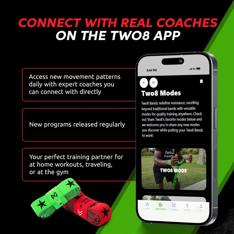 Two8 Bands Wearable Resistance Training System – Multi-Loop Fabric Bands with Built-in Handles and AI Coaching App – Adjustable, Anti-Slip Mobility Set for Sports Performance and Physical Therapy