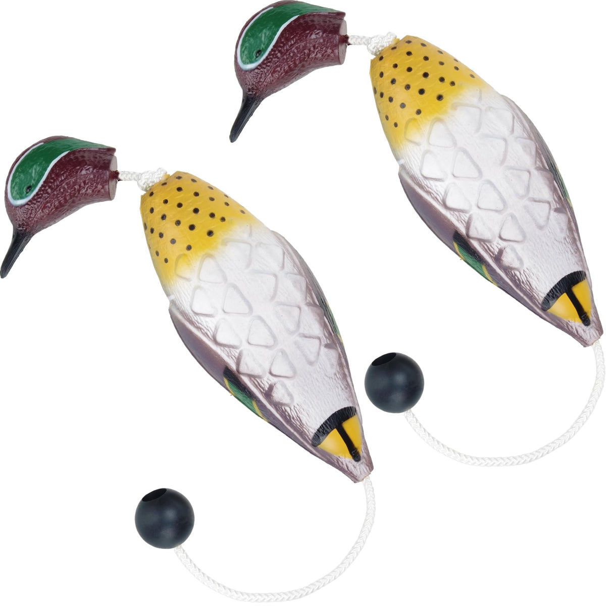 fingig 2 Pcs Mottled Mallard Mandarin Duck Dummy Bumper Toys for Hunting Retriever Dog Training, Retriever Outdoor Training Toy，Hunting Recognition Trainers, Foam Pet Interactive Toys