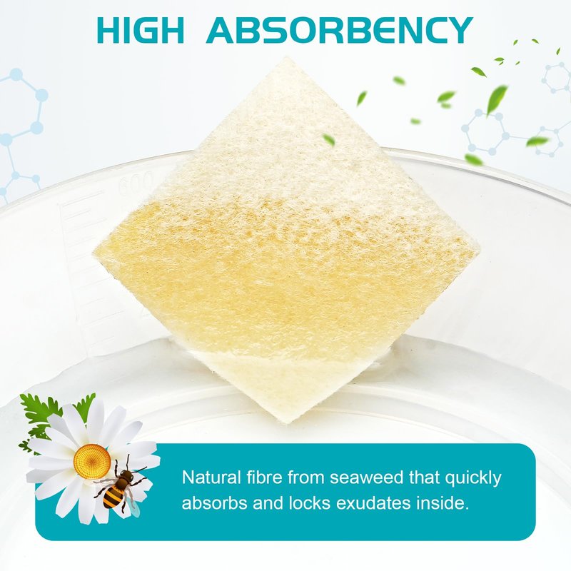 OPTITEKNIK Manuka Honey Calcium Alginate Wound Dressing 2"x2" Pack of 10, Medical Grade Manuka Honey Wound Care Bandages High Absorbency Patches for Wounds
