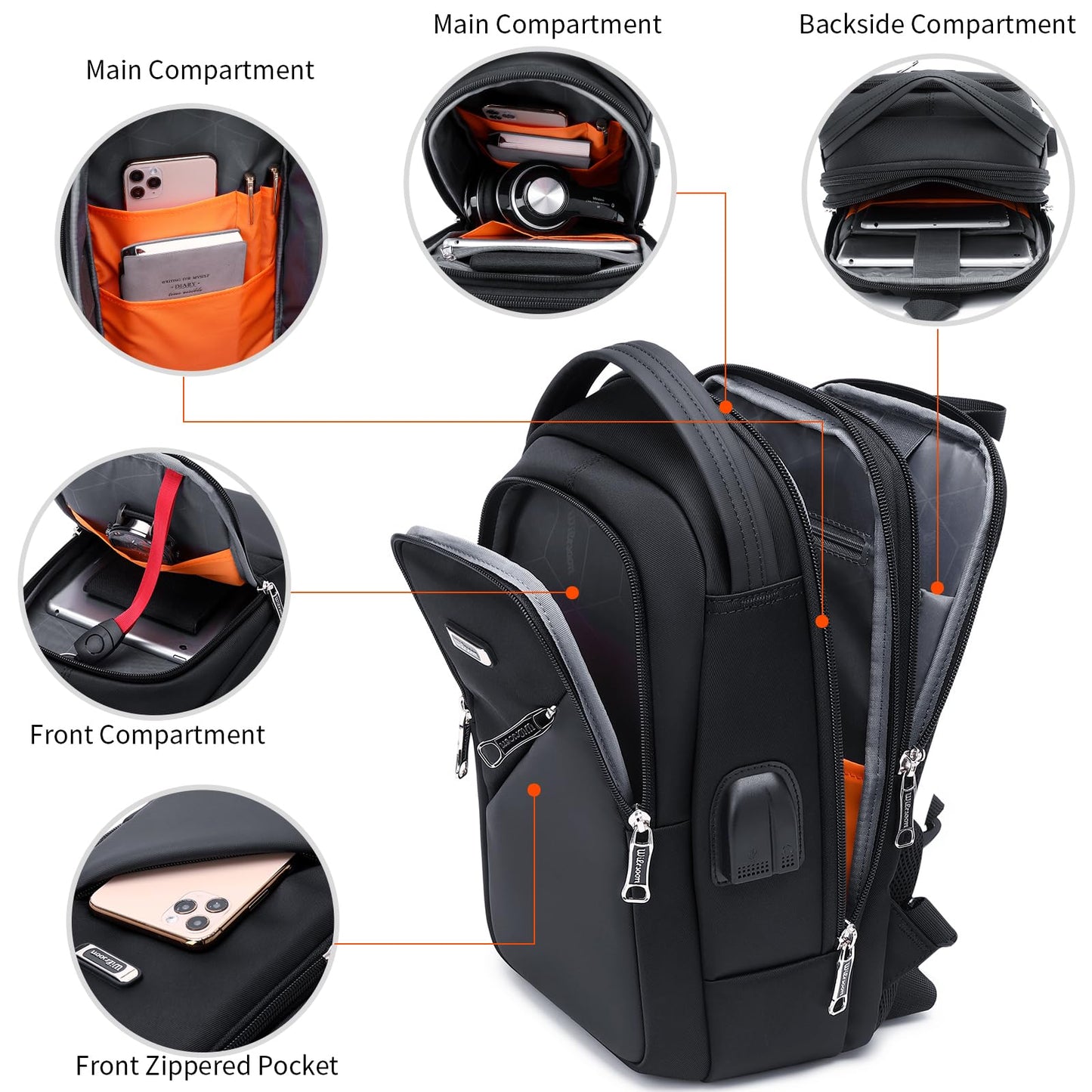 DUSLANG Crossbody Sling Backpacks for Men, Shoulder Backpack Chest Bags with USB Charger Port For Camping Biking Travel Cycling