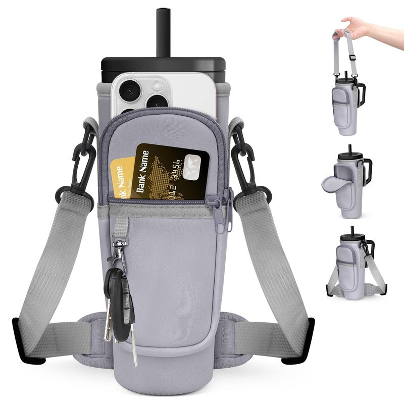 Rolitwils Roliwils Water Bottle Holder with Strap for Brumate Era, Hands-Free Adjustable Carrier Sling Bag for Hiking Camping Gym | Phone Pocket Storage | Tumbler Accessories