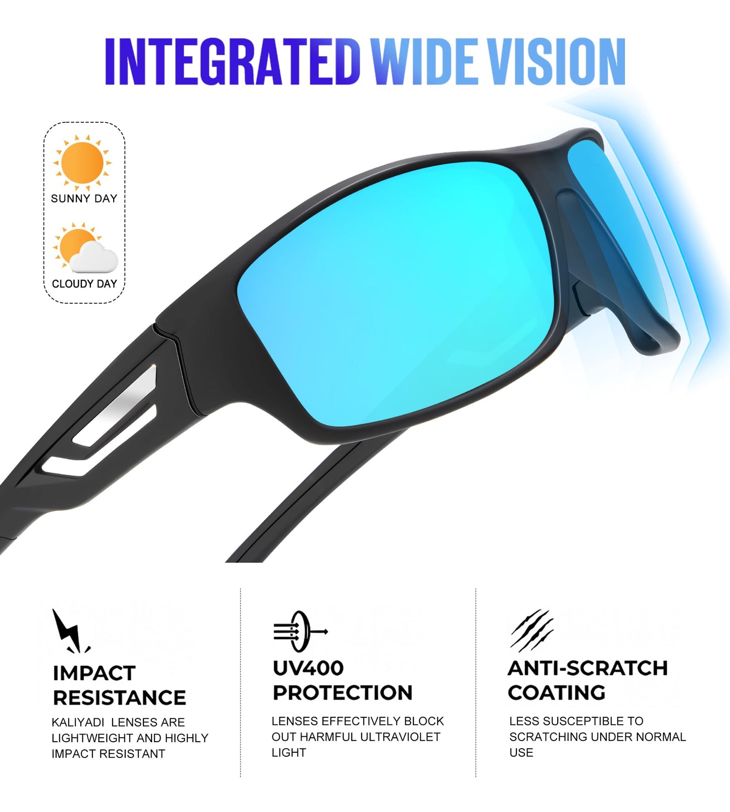 KALIYADI Sunglasses-Men Polarized Sports Sun-glasses: Mens Sunglasses Polarized UV Protection Driving Running Cycling Outdoor