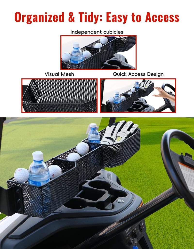 LUXEMOTO Inner Front Storage Basket for Yamaha G29, Large Compartments Dashboard Front Storage Tray Organizer for Yamaha G29 and Drive 2 Golf Cart Accessories, No Drilling
