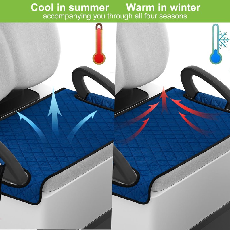 Triforde Golf Cart Seat Cover - Anti-Slip Waterproof Golf Cart Seat Covers for EZGO, Yamaha, Club Car | 4 Side Pockets | All-Season Comfort (Breathable Cotton) | Blue