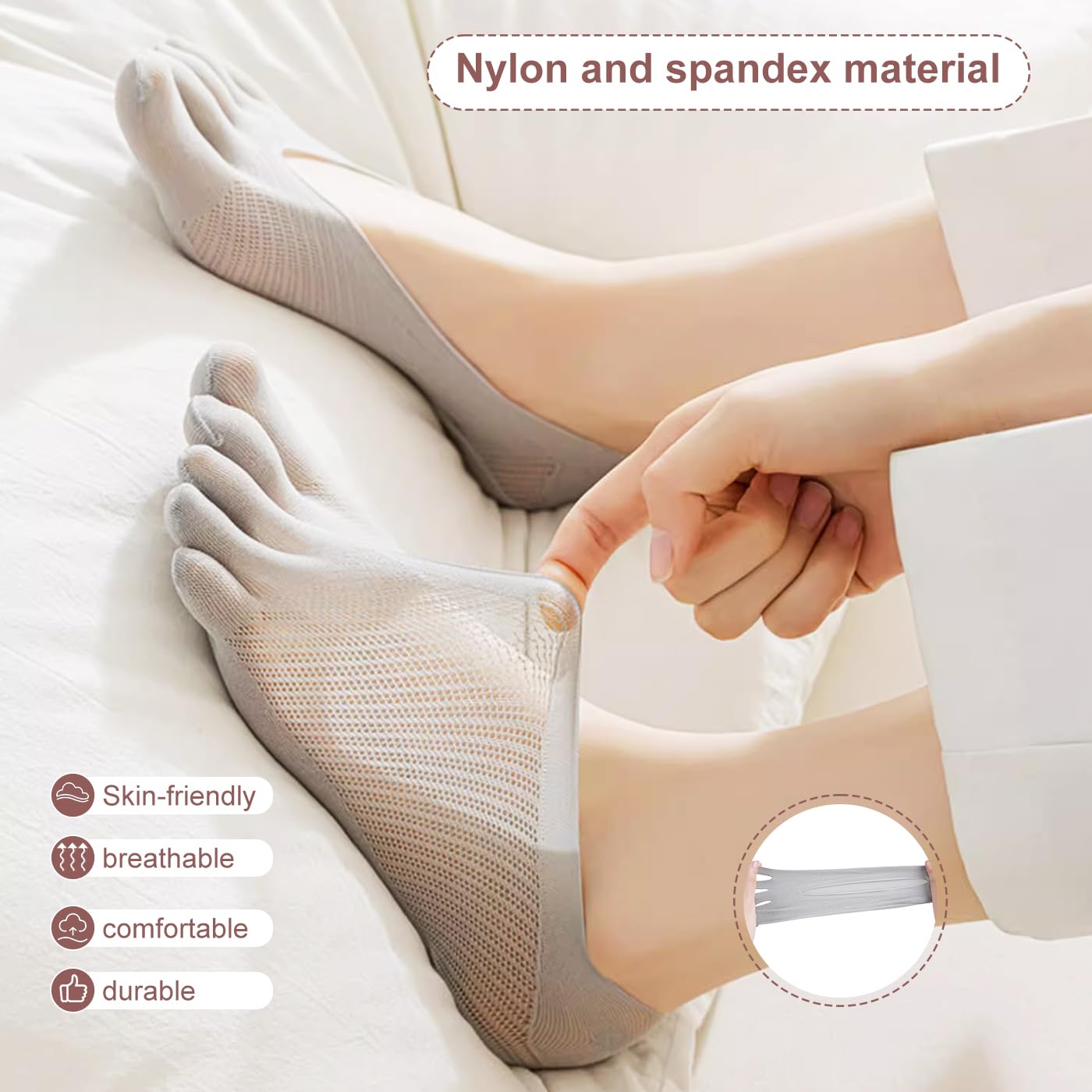 MoHern 6 Pairs Toe Socks for Bunions, Low Cut Sockalign USA Toe Socks for Women, Five Finger Bunion Socks for Women
