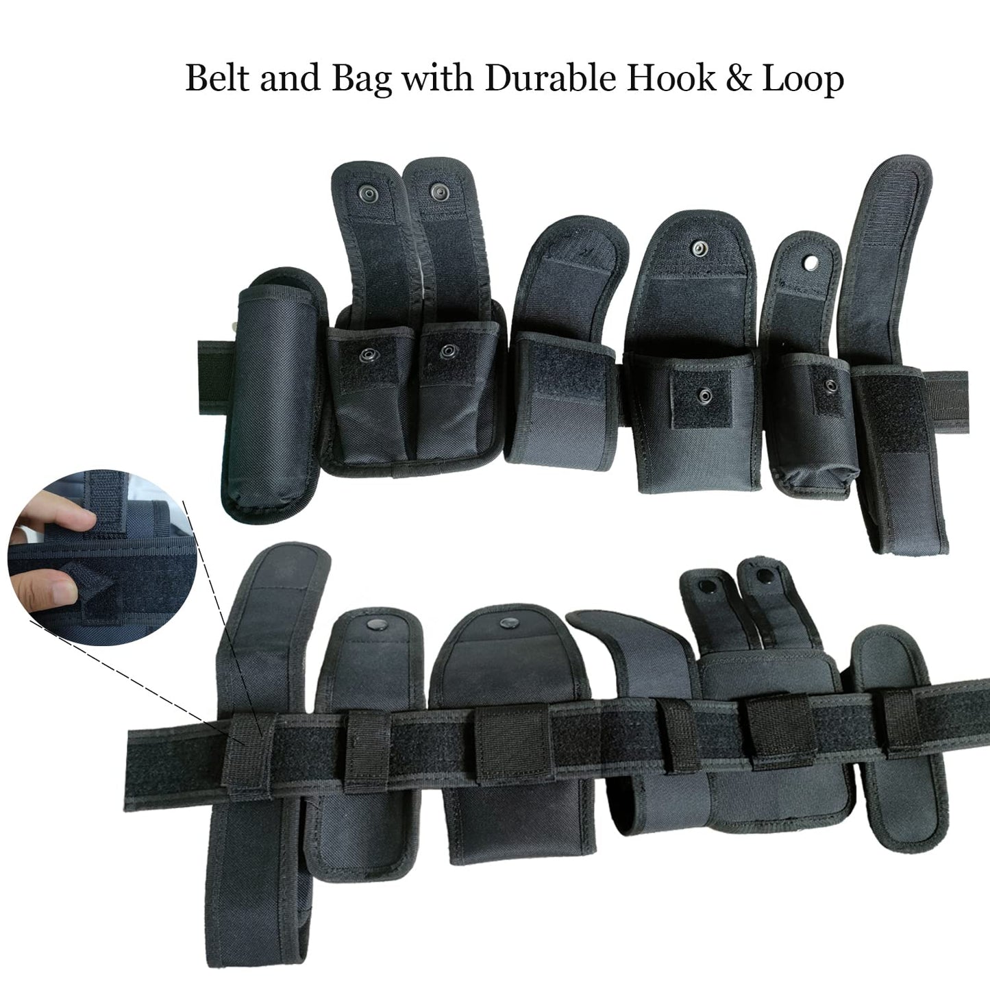ZGJINLONG 10 in 1 Police Tactical Belt Portable Gift Box Duty Security Guard Belt,Law Enforcement Tactical Equipment System Set (Black, 10pcs