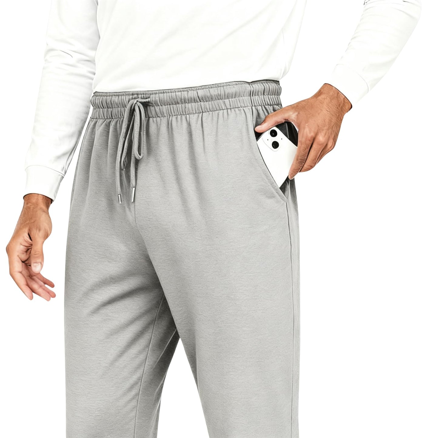 Men's Baggy Sweatpants Fleece Straight Leg Casual Sweat Pants Drawstring Athletic Workout Gym Jogger with Pockets