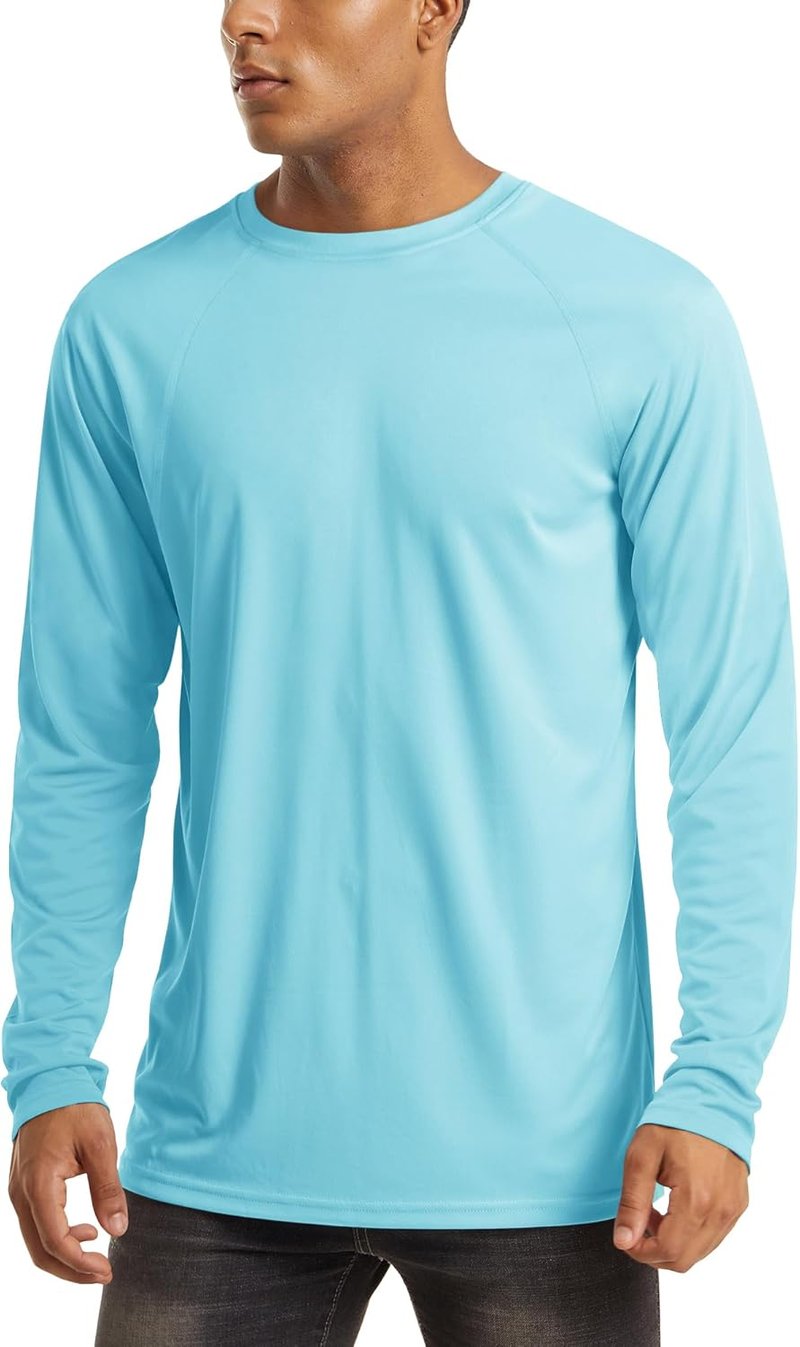 Men's Long Sleeve Athletic Shirt - UPF 50+ UV Sun Protection for Hiking & Running | Lightweight & Breathable