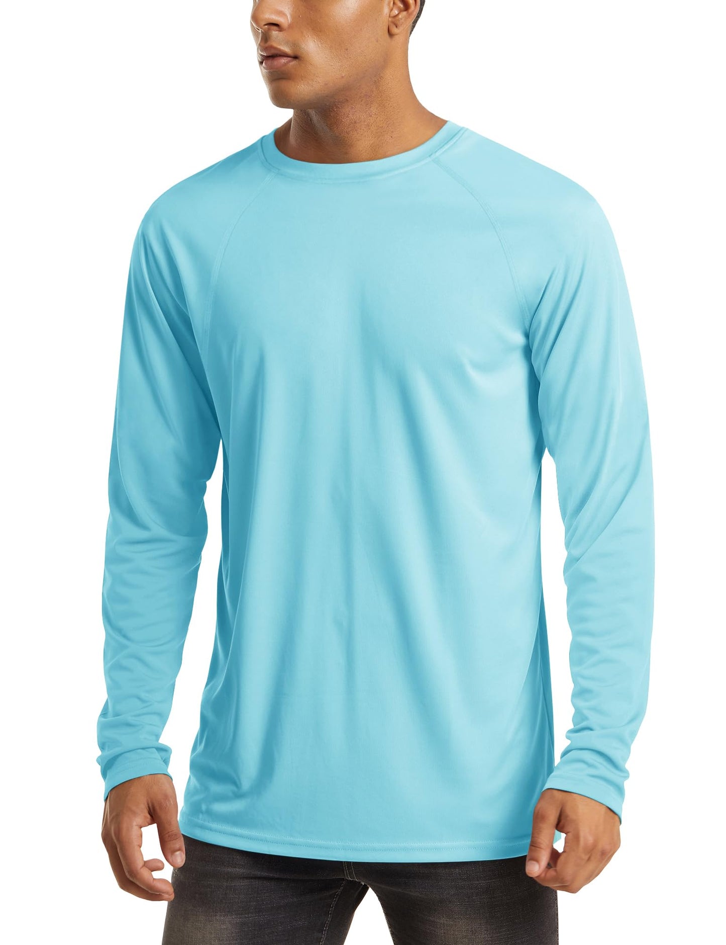 MAGCOMSEN Men's Rash Guard Shirt Long Sleeve UV Sun Protection Swim Shirts UPF 50+ for Hiking, Running, Workout, Fishing, Swimming Lake Blue