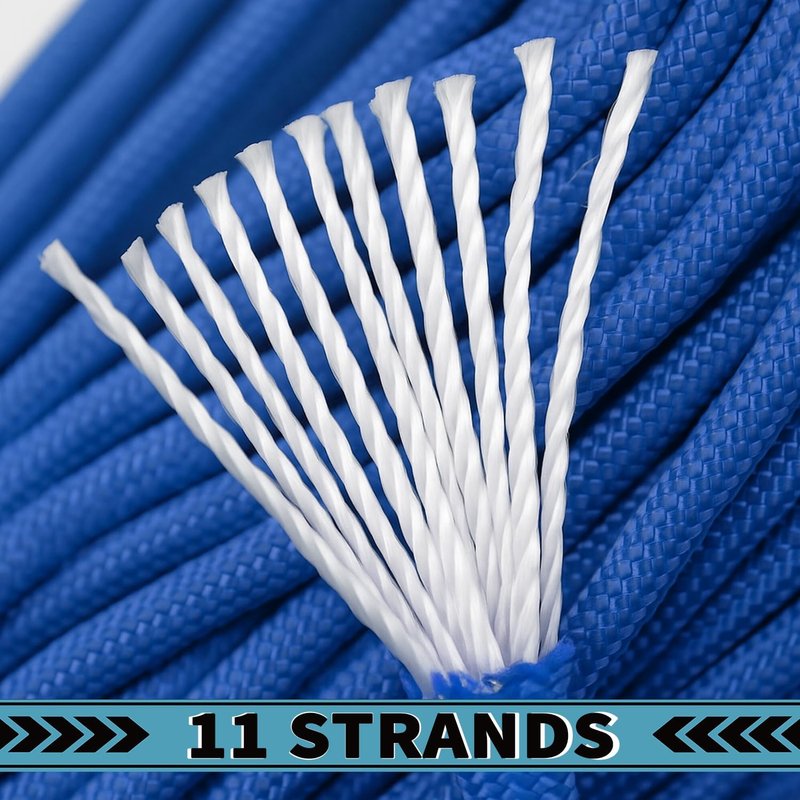 Heavy Duty 750lb Paracord - 4mm 11 Strand Nylon Rope for Camping & Outdoor Use | Light Gray, 50FT